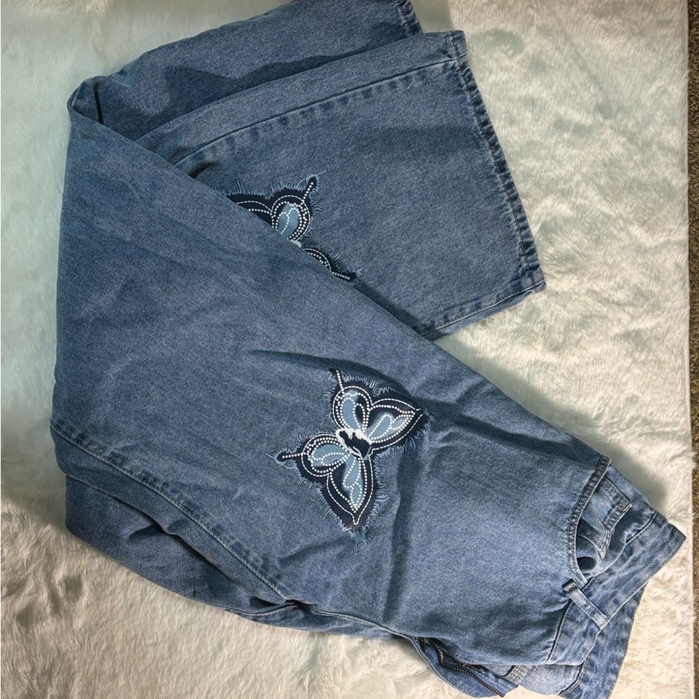 Embroidered Blue Women's Jeans